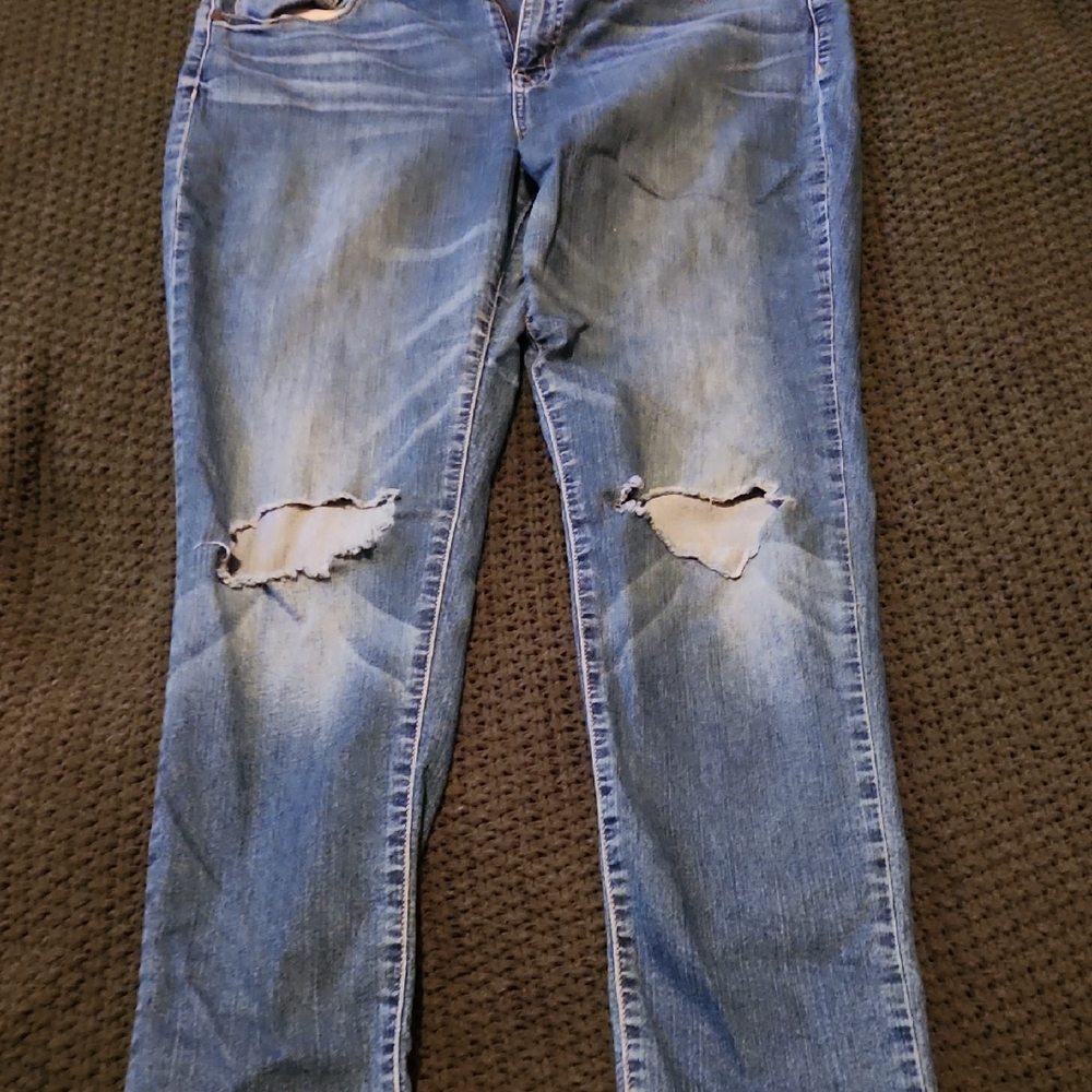 Charlotte Russe Distressed Blue Skinny Jeans